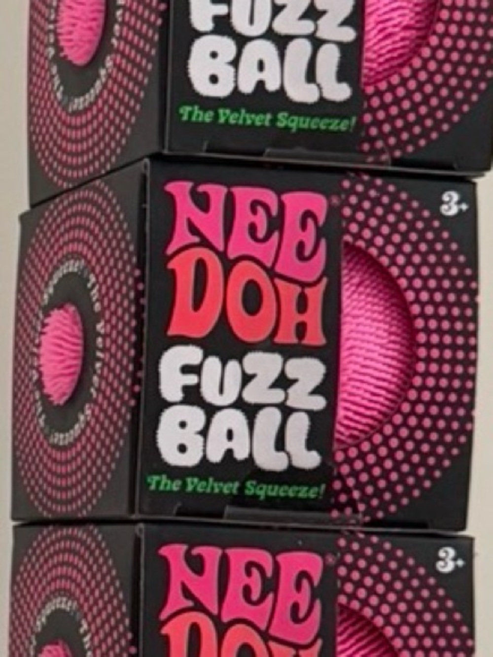 One authentic Pink Needoh Fuzz Ball – Velvet Squeeze Stress Toy